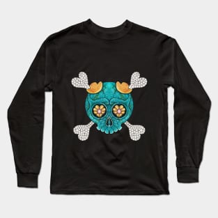 Cute skull and crossbones set with diamond pink sapphire rose gold and turquoise. Long Sleeve T-Shirt